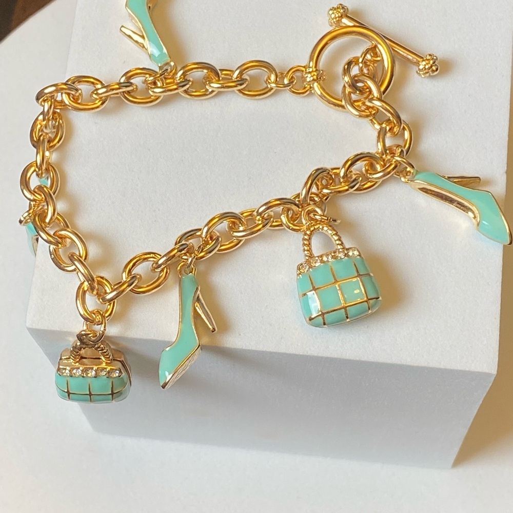 Gold and Turquoise Charm Bracelet